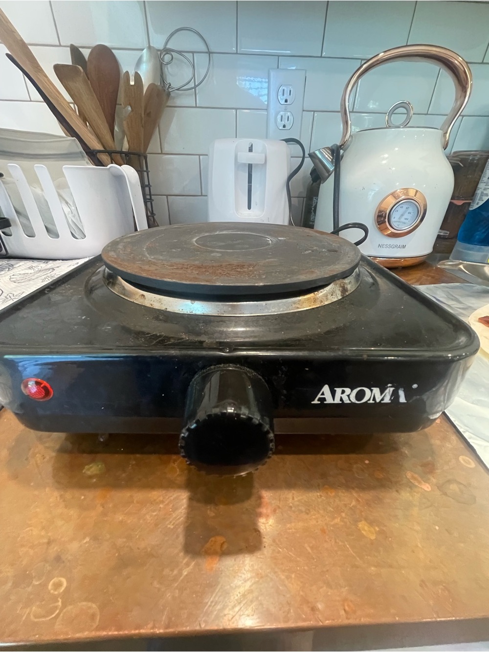 Roma Black Single Electric Hot Plate - Portable Countertop Burner
